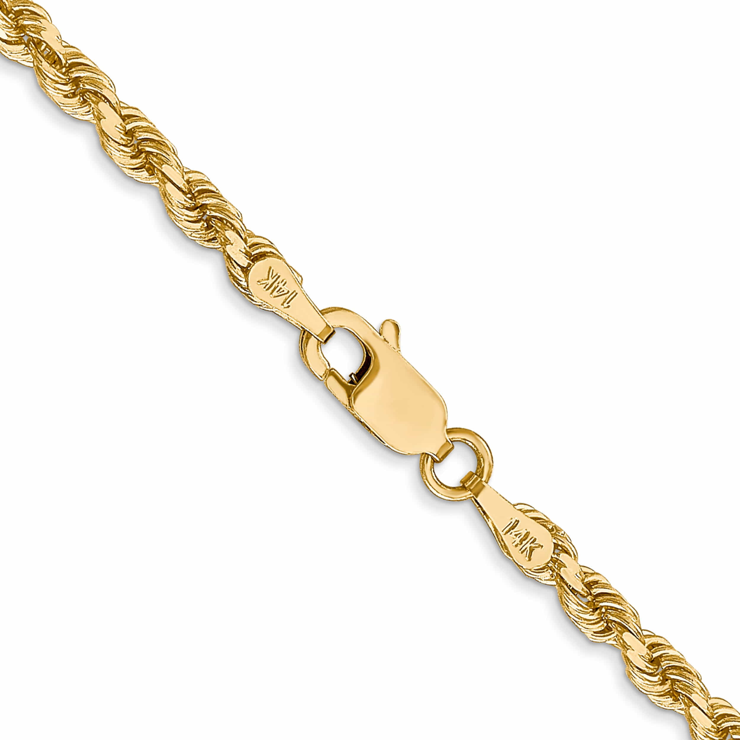 14K Yellow Gold 3mm D/C Rope With Lobster Clasp Chain (24 X 3