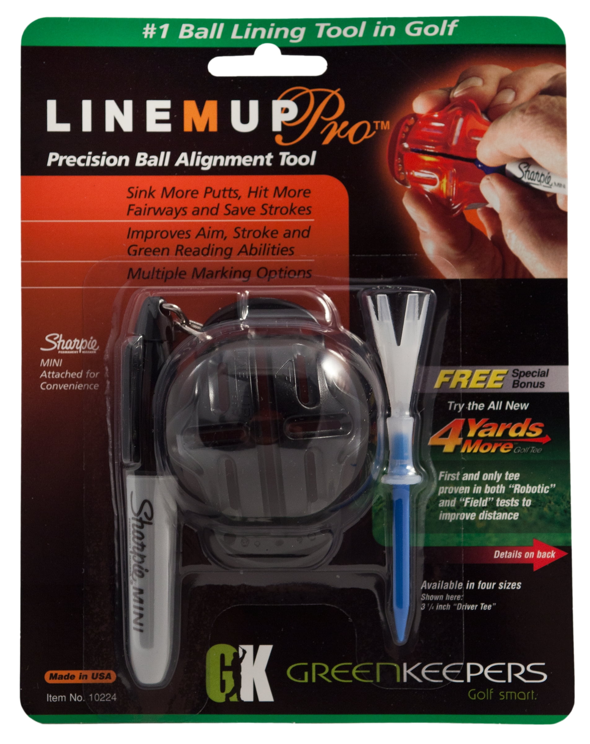 Green Keepers Line M Up Pro Precision Golf Ball Alignment and  Identification Tool with Sharpie Mini - Walmart.com