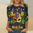 thumbnail image 2 of Penkiiy Blouse Carnaval pour Femmes Mardi Gras Mode Imprimée Décontractée Col Rond Manches 3/4 T-shirt Blouse 4TG Multicolore, 2 of 5