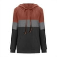thumbnail image 2 of Rib-Knit Hoodies for Women Color Block Hooded Pullover Sweatshirt with Pocket Long Sleeve Drawcord Tops (XL, Watermelon Red), 2 of 5