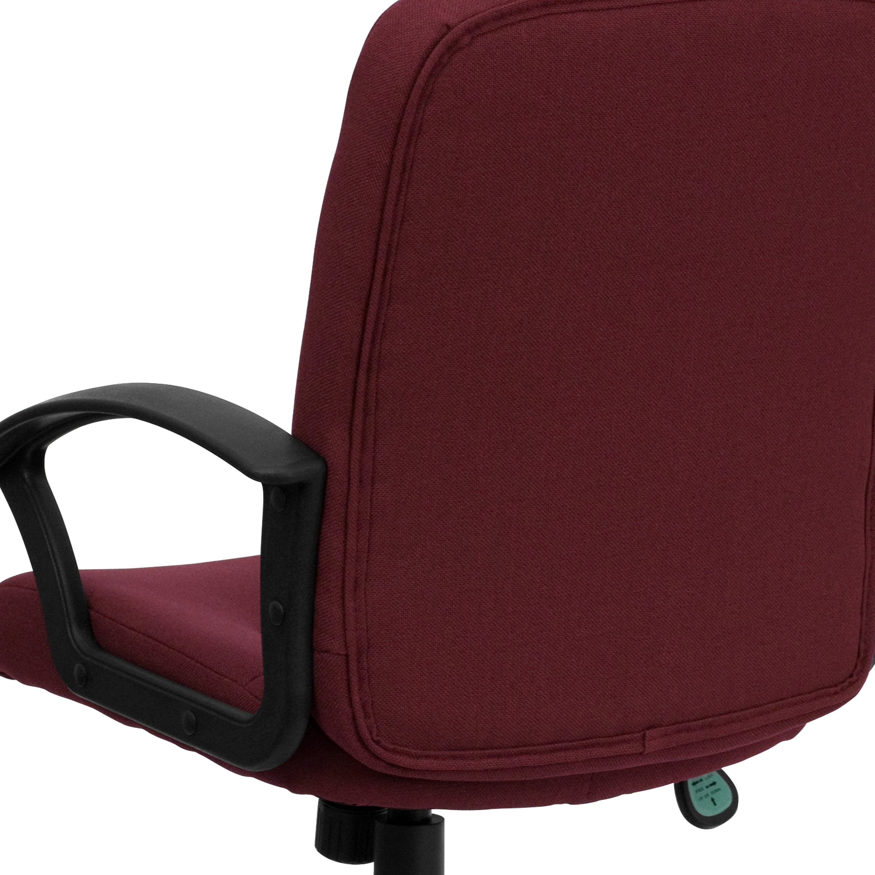 Emma + Oliver Mid-Back Burgundy Fabric Executive Swivel Office Chair with Nylon Arms
