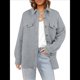 thumbnail image 2 of Chaqueta Informal de Otoño para Mujer, de Larga, con Botones, Holgada y Ligera, con Bolsillos. Gris XL, 2 of 8