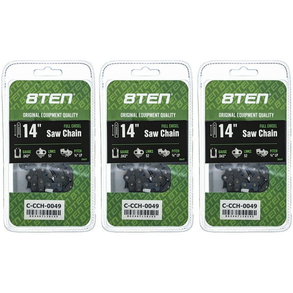 Full Chisel Chainsaw Chain 14 inch .043 3/8 LP 52DL for Poulan Ryobi 3 Pack 810-CCC2261H