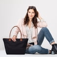 thumbnail image 2 of GM LIKKIE - Bolso de hombro para mujer, bolso de nailon con asa superior, bolso plegable de fin de semana, Negro2, L, 2 of 5