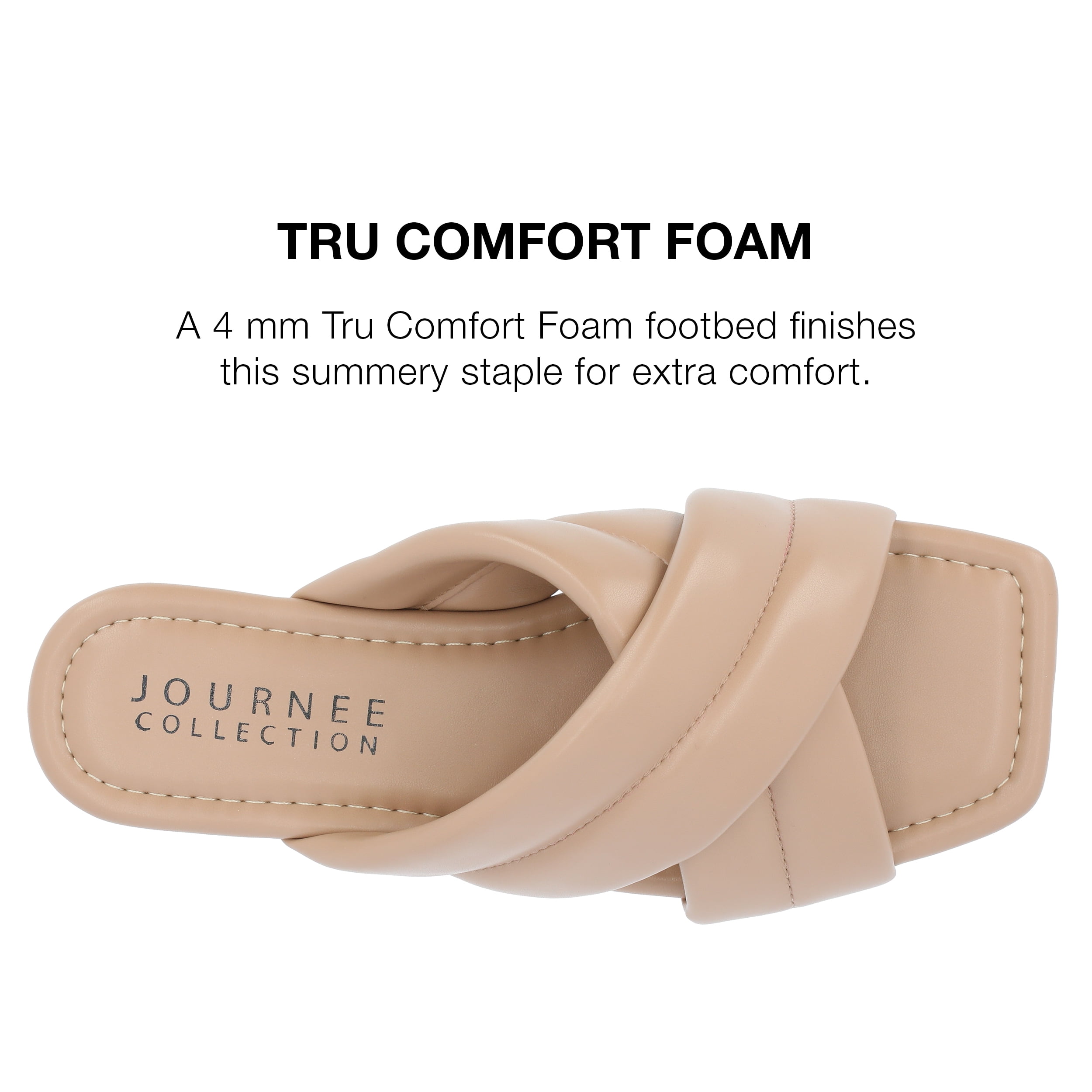 Journee Collection Womens Divyah Faux Leather Flat Slide Sandals