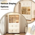 thumbnail image 5 of Portable Kids Wardrobe Closet, Rolling Closet Organizer with Magnetic Doors, PP Children's Storage Cabinet with 9 Cubes, Hanging Rod & 6 Hangers, Cream White, 5 of 7