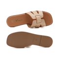 thumbnail image 3 of Sandalias planas Athlefit de piel de rafia con punta cuadrada para mujer, 3 of 6