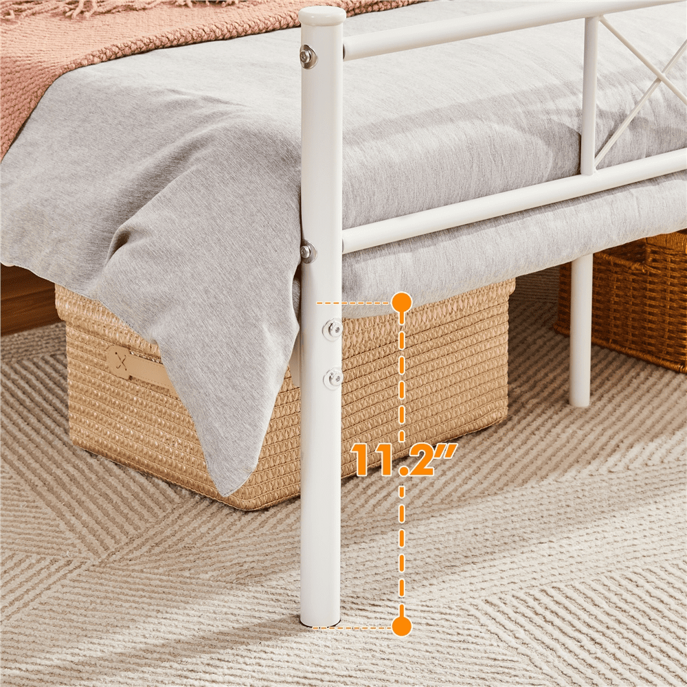 Renwick x-Design Metal Platform King Bed, White, Adult