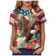 thumbnail image 5 of mgoYE 250th Anniversary Shirt Women Patriotic T-Shirts 3D Graphic Printed Novelty Fashion Tee Short Sleeve Shirt Women Tops Blue L, 5 of 8