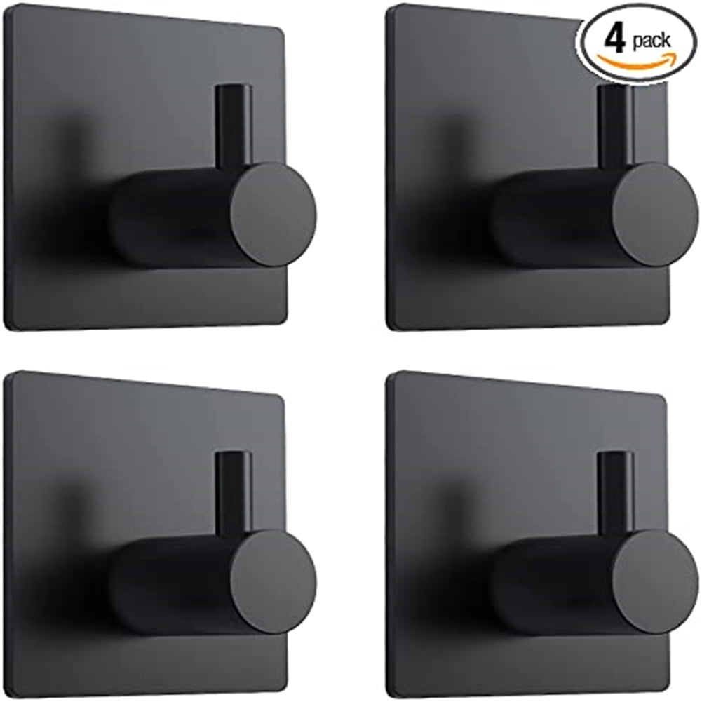 Kepooman Heavy Duty Wall Hooks Self Adhesive Towel Hook Waterproof Hooks, Adhesive Hooks for Hanging for Keys Bathroom Shower Outdoor Kitchen Door Home Improvement Sticky Hooks 4 Pack, Black Kepooman Heavy Duty Wall Hooks Self Adhesive Towel Hook Waterproof Hooks, Adhesive Hooks for Hanging for Keys Bathroom Shower Outdoor Kitchen Door Home Improvement Sticky Hooks 4 Pack, Black
