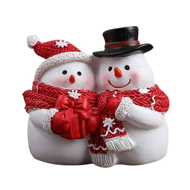 Snowman Figurine Christmas Snowman Decorations Resin Christmas Tabletop Decorations Handmade Resin Winter Indoor Decorations Table Fireplace Home Mantel Window Decor