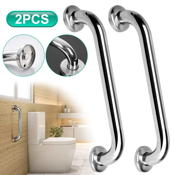 2Pcs Stainless Steel Grab Bar Bathroom Safety Handicap Shower Tub Handle Support