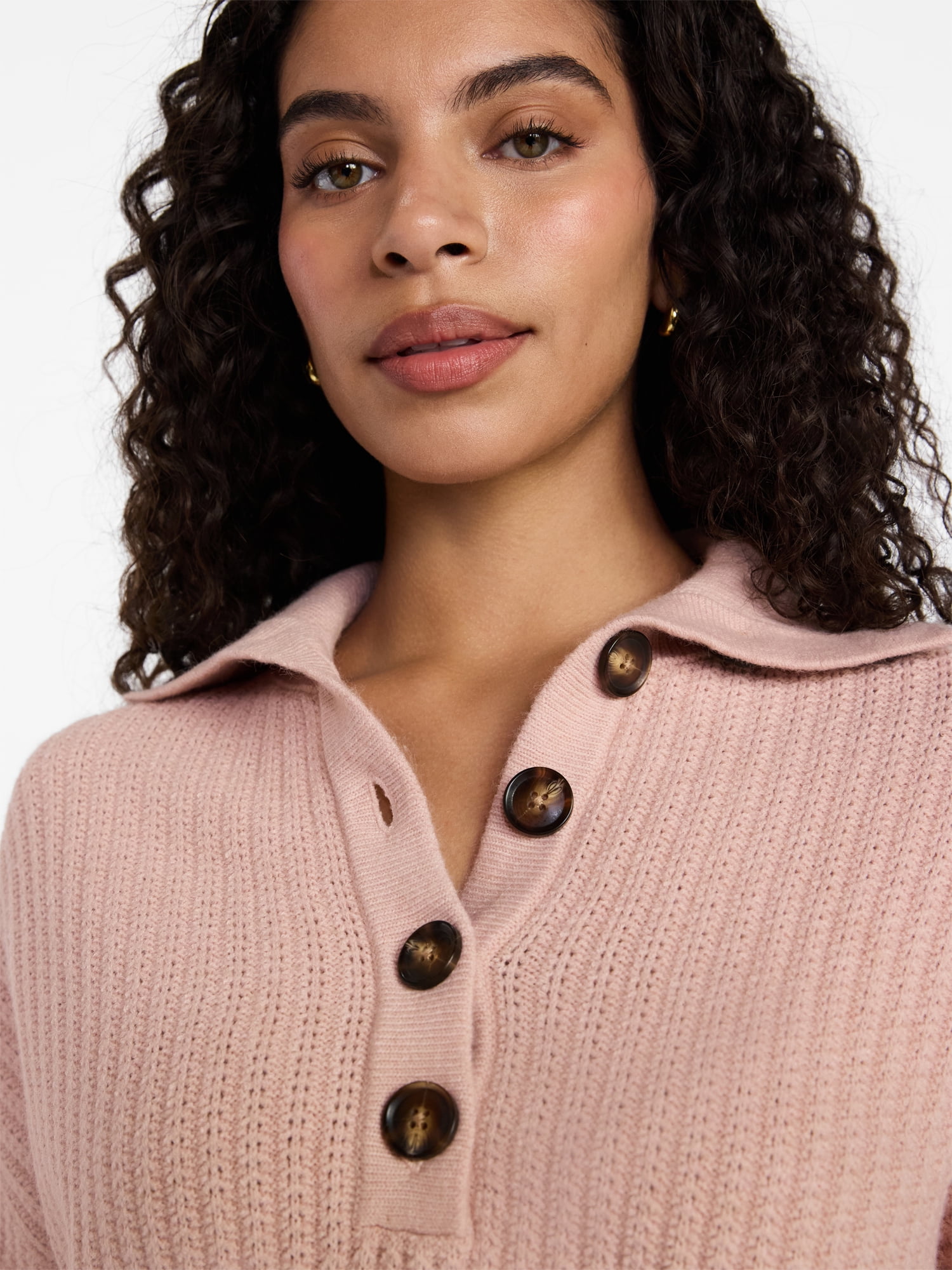 Time and Tru Women's Pullover Henley Sweater, Sizes XS-XXXL