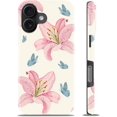 thumbnail image 1 of Étui pour iPhone 16 - Compatible Charge Sans Fil - Étui Rigide à Double Couche & Étui en Silicone - Étui de Protection avec Motifs Mignons de Fleurs Sauvages pour Femmes - Fleur de Lys, 1 of 4