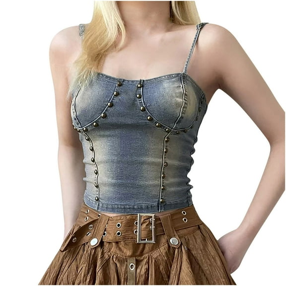 Tbopshirt Tank Tops for Women,Womens tops,Women's Fashion Trend Retro Suspender Backless Spice Girl Tank tops,T-shirt Vest Tee Blouse,Camisoles for Women Plus