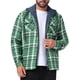 thumbnail image 5 of Chaqueta acolchada con capucha y cordón INSPIRE CHIC para hombre, con cremallera, estilo shacket de cuadros, color verde oscuro, 5 of 6