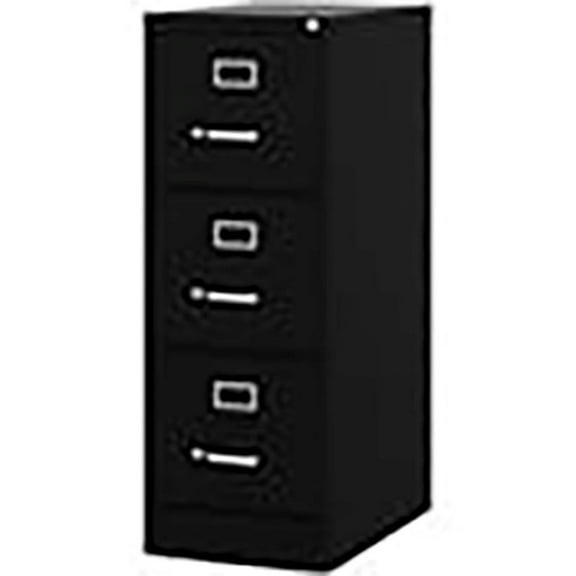 Pemberly Row 22" 3-Drawer Traditional Vertical Metal Filing Cabinet in Black