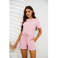 thumbnail image 6 of HEARTNICE Pajamas Set for Women, 2 Piece Soft Shorts Lounge Sets Short Sleeve Sleepwear Summer PJ(Dusty Pink,M), 6 of 7