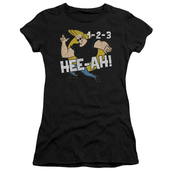 Johnny Bravo 123 S/S Junior Women's T-Shirt Sheer Black