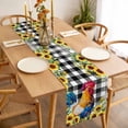 thumbnail image 3 of Farmhouse Rooster Table Runner - 70 Inch Long, Kitchen Dining Table Runner Dresser Scarves, Black Plaid Botanical Sunflower Floral Farmhouse Decor for Coffee Tables Wedding Party Banquet, 3 of 8