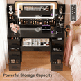 thumbnail image 6 of Furmax Makeup Vanity Desk with LED Mirror, Modern Vanity Table Set with Storage & Power Outlet for Bedroom & Dressing Room, Black, 6 of 8