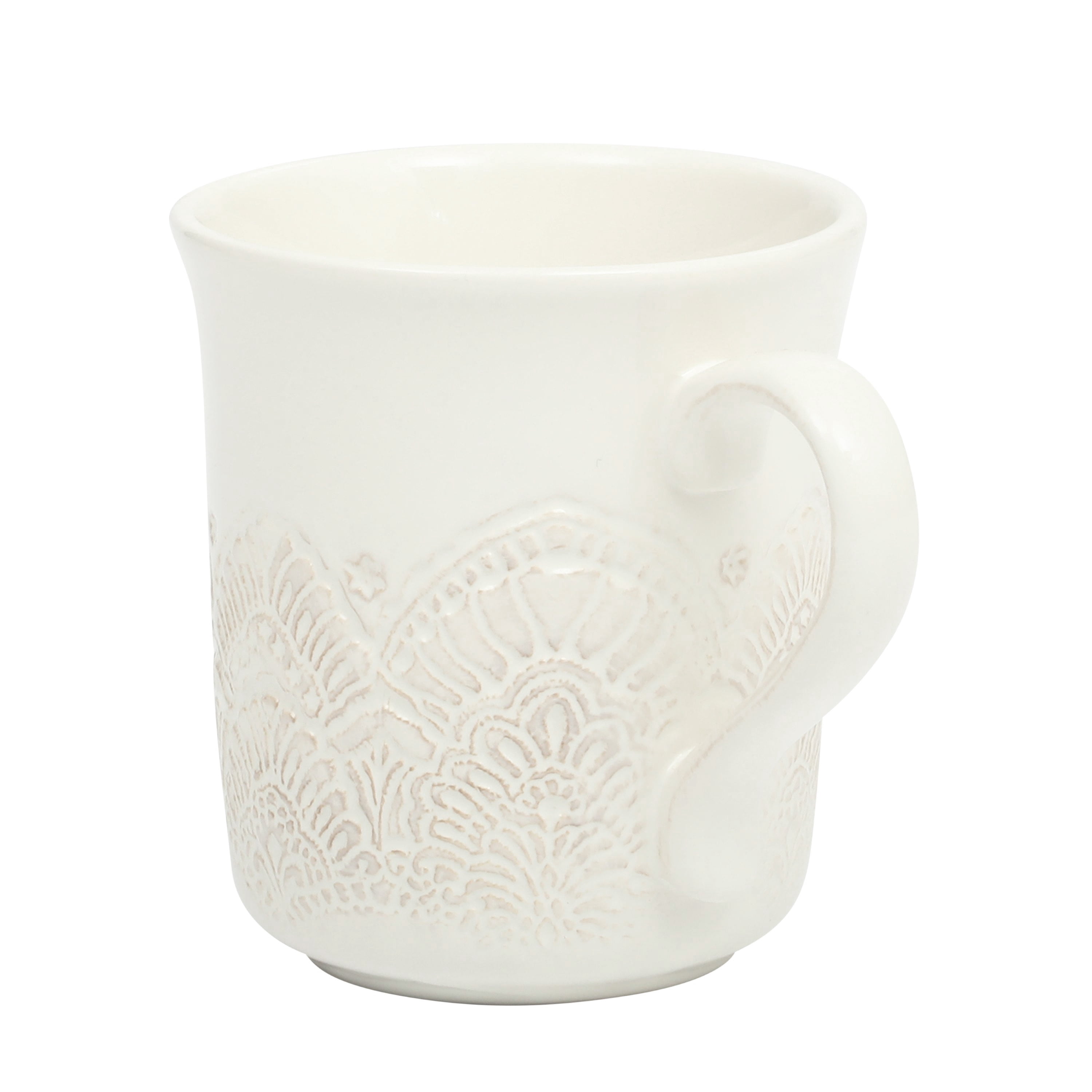 The Pioneer Woman Vintage Lace Ceramic Mug Set, Linen, 4-Pack