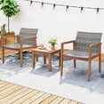 thumbnail image 2 of Gymax 3 Pieces Outdoor Furniture Set Acacia Wood Frame Sofa Set w/ Rattan Seat, 2 of 9