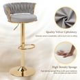 thumbnail image 2 of VECELO Bar Stools Set of 2, Modern Velvet Barstool with Woven Back & Footrest, 360° Swivel Adjustable Counter Height Bar Chairs for Kitchen Island Pub, Light Gray, 2 of 11