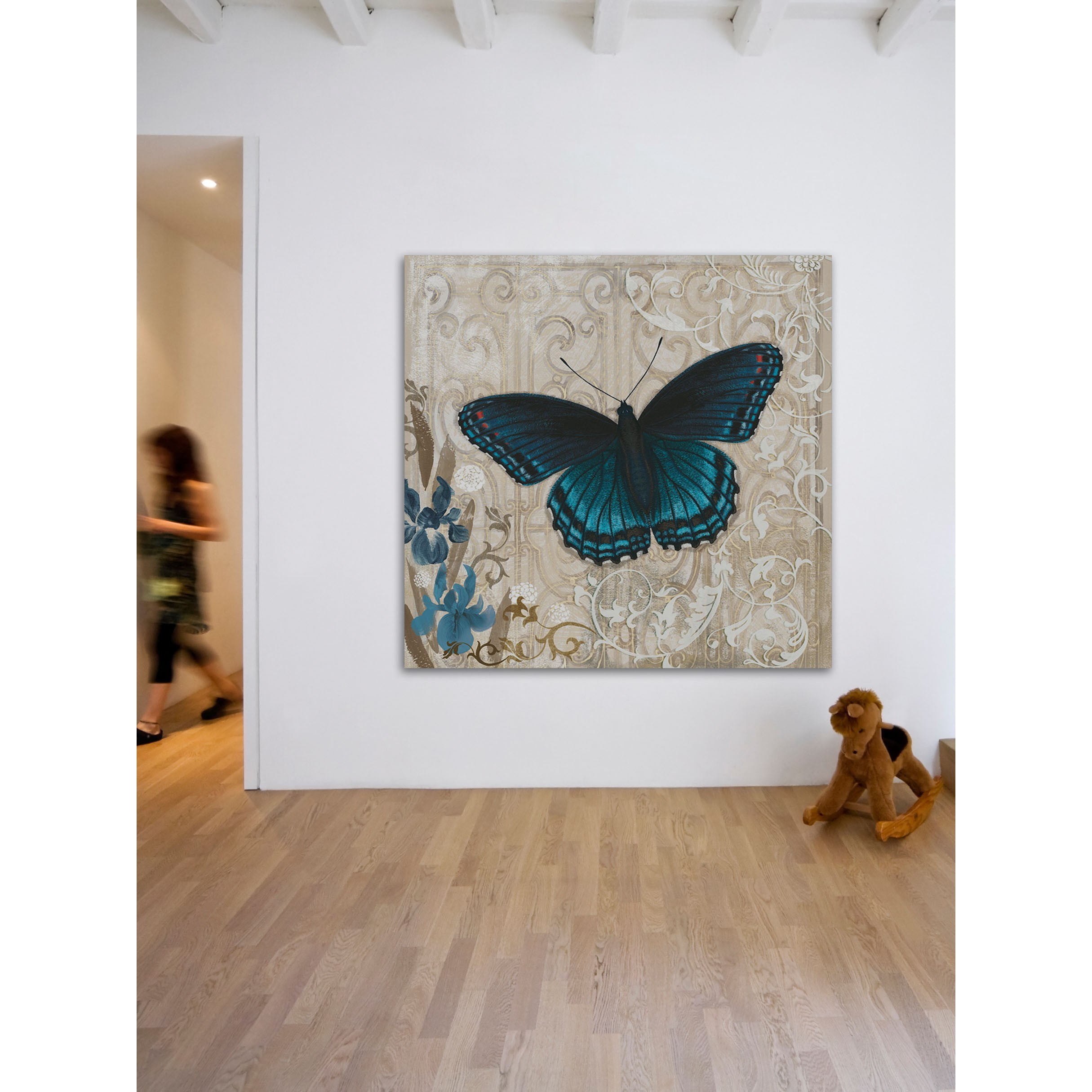 Marmont Hill "Dark Blue Butterfly" Painting Print on Canvas