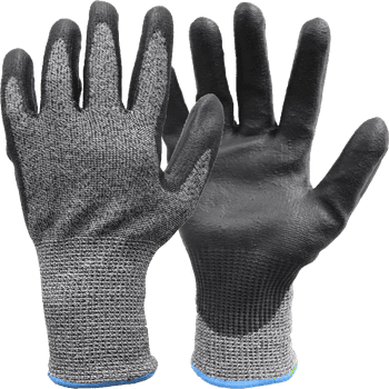 Hyper Tough HPPE ANSI A4 Anti Cut PU Coated Work Gloves, Men's Large Size