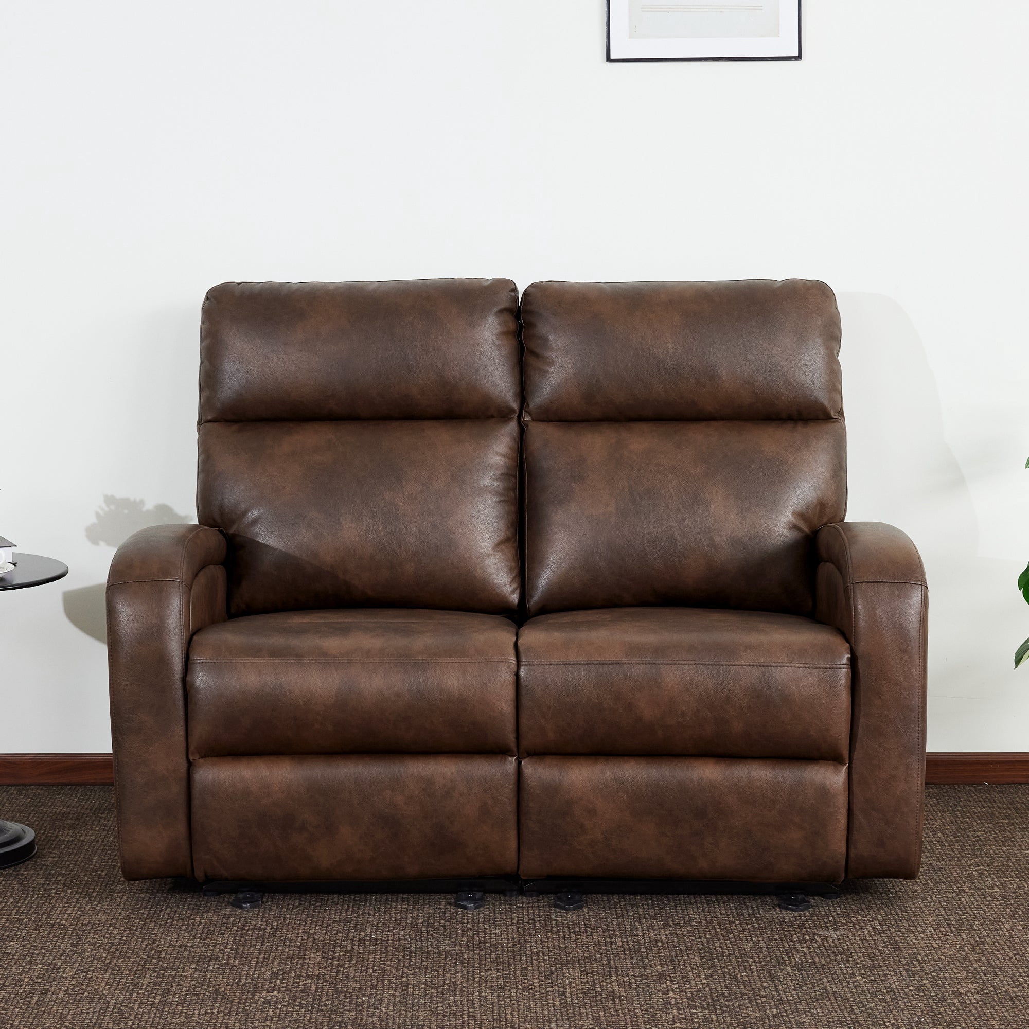 MCombo 56" Zero Wall Hugger Power Recliner Loveseat Sofa for Small Space, Living Room, RV, Dark Brown