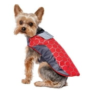Vibrant Life Pet Jacket for Dogs and Cats: Red Honeycomb with Grey Piecing, Reflective Trim, Size XXS