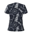 thumbnail image 5 of Wukai Anchors and Lighthouse Casual V-Neck Graphic Tees for Women: Lightweight and Breathable Summer Tops with Stylish Design-Medium, 5 of 8
