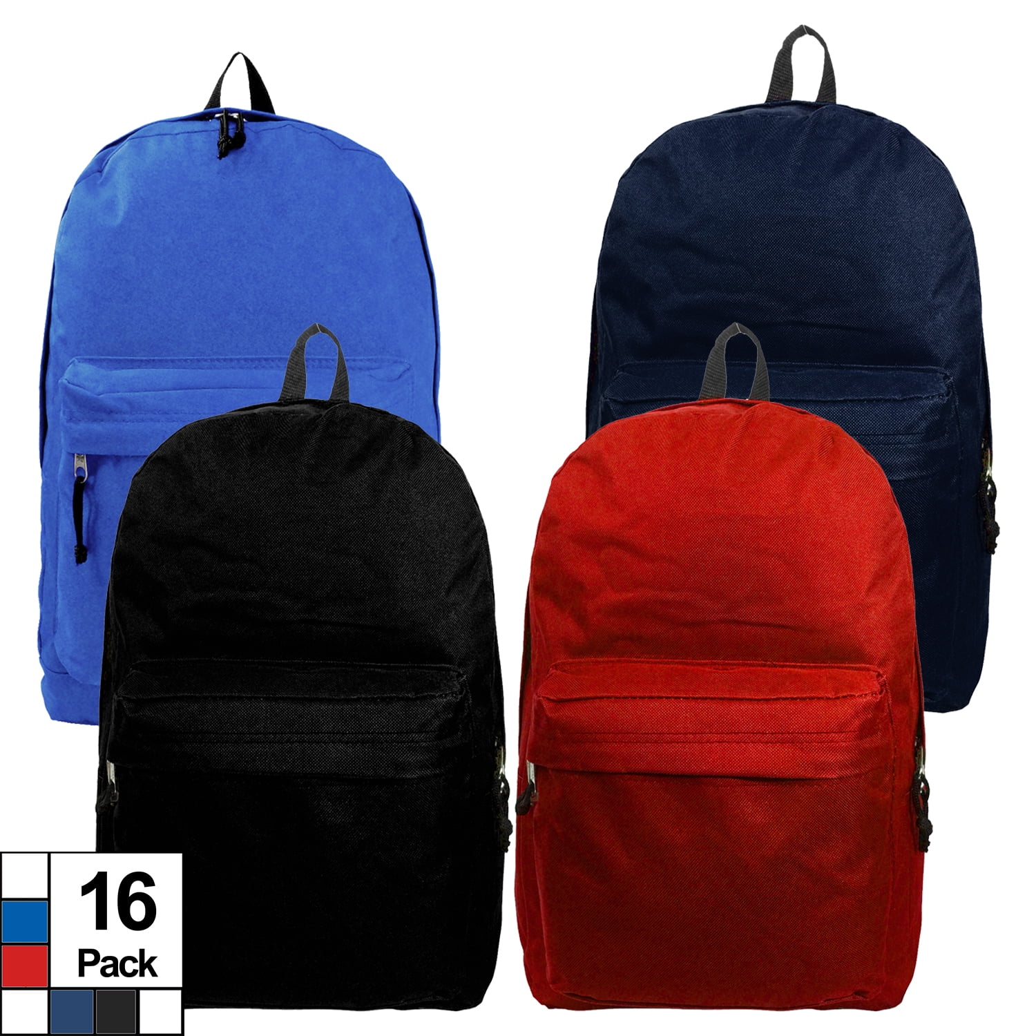K-Cliffs Unisex Case of 16 Piece School Backpacks, Multi-Color, Elementary-Adult, Polyester