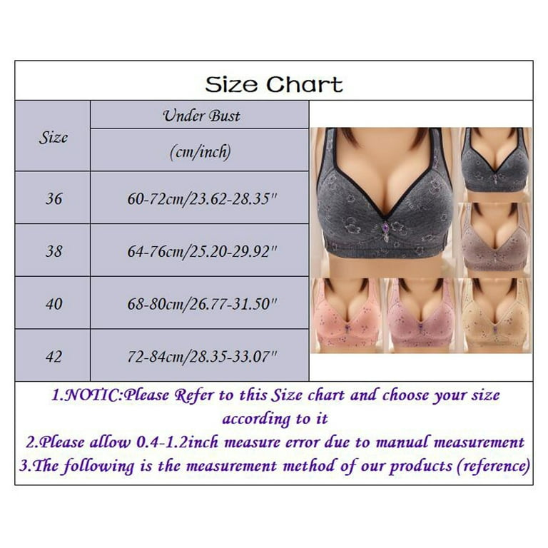 Women's Mid Aged and Elderly Large Size No Steel Ring Large Chest Small  Breathable Full Cup Tank Top Bra Bra Pink 38