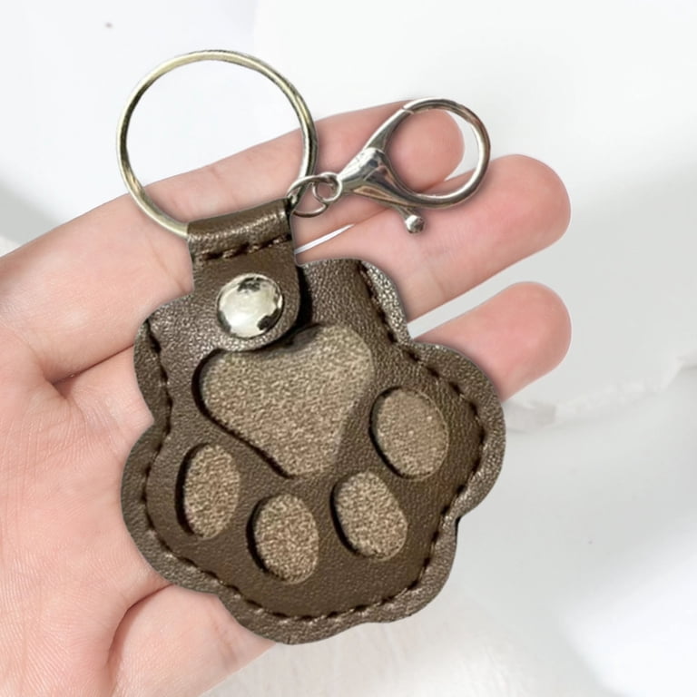 Pyaiiner Leather Cat Paw Keychain with Fur Compartment Memorial