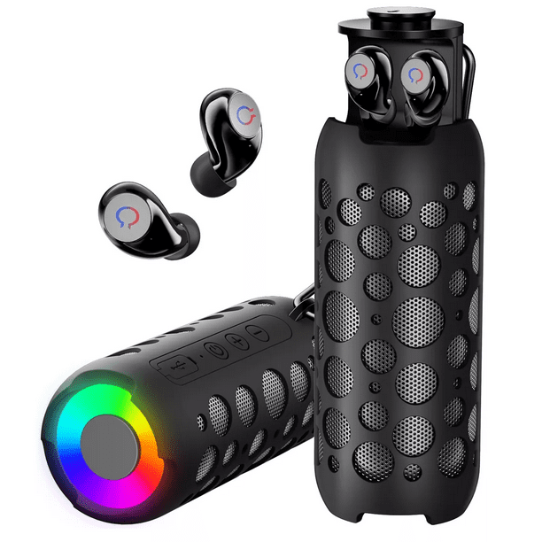 Bocina Bluetooth Con Tws Audífonos Recargable Altavoz K045 NEGRO