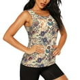 thumbnail image 2 of Xecao Floral With Birds print women's scoop neck, loose-fit workout tank tops for the gym., 2 of 9