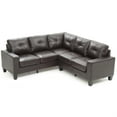 thumbnail image 2 of Passion Furniture Newbury 82 in. W 2-piece Faux Leather L Shape Sectional Sofa in Dark Brown, 2 of 3