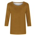 thumbnail image 5 of RYDCOT Tshirts Shirts for Women Cotton Solid Color Shirts for Women 3/4 Sleeves Blouse Round Neck Casual Basic Tee Tops Spring Fall Clothes Sale, 5 of 5