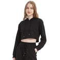 thumbnail image 3 of Feinuhan Long Sleeve Pullover Hoodies Casual Crop Top Sweatshirt, Black, X-Large, 3 of 5