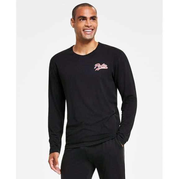 Ralph Lauren Mens Long Sleeve Pajama Shirt Polo Black Large