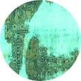 thumbnail image 1 of Ahgly Company Indoor Round Abstract Turquoise Blue Modern Area Rugs, 6' Round, 1 of 4