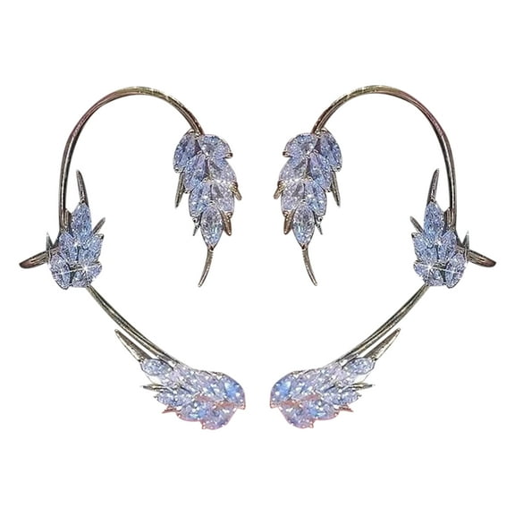 Grandest Birch 1 Pair Women Clip Earrings Sparkling Rhinestone Non-pierced Wheat Shape Ear Cuff Female Jewelry Rhinestone,Alloy Go