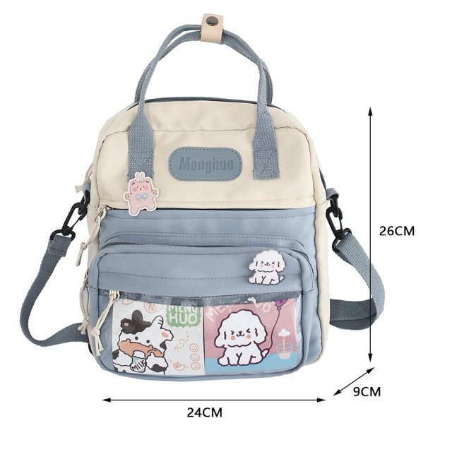 Bolso de mano Kawaii japonés para niñas, bolsa de nailon transparente, bandolera pequeña para estudiantes Fivean unisex