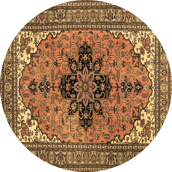 Ahgly Company Indoor Round Medallion Brown Traditional Area Rugs, 3' Round