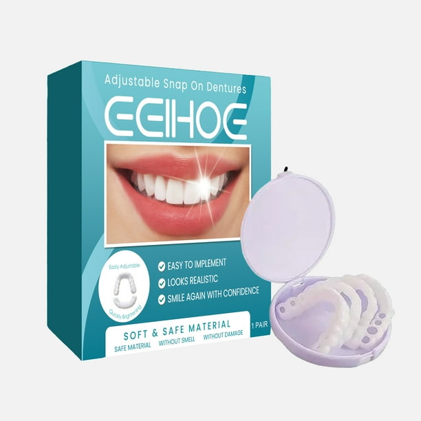 EELHOE Dentaduras postizas ajustables Kit de dentadura postiza de corrección de espacios y relleno temporal,1 piezas