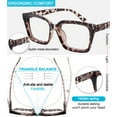 thumbnail image 5 of MARE AZZURO Square Reading Glasses 4.0 Women Trendy Large Readers 1.0 1.25 1.5 1.75 2.0 2.25 2.5 2.75 3.0 3.5 4.0 5.0 6.0 (Leopard, 4.00) Polycarbonate Lens, 5 of 8