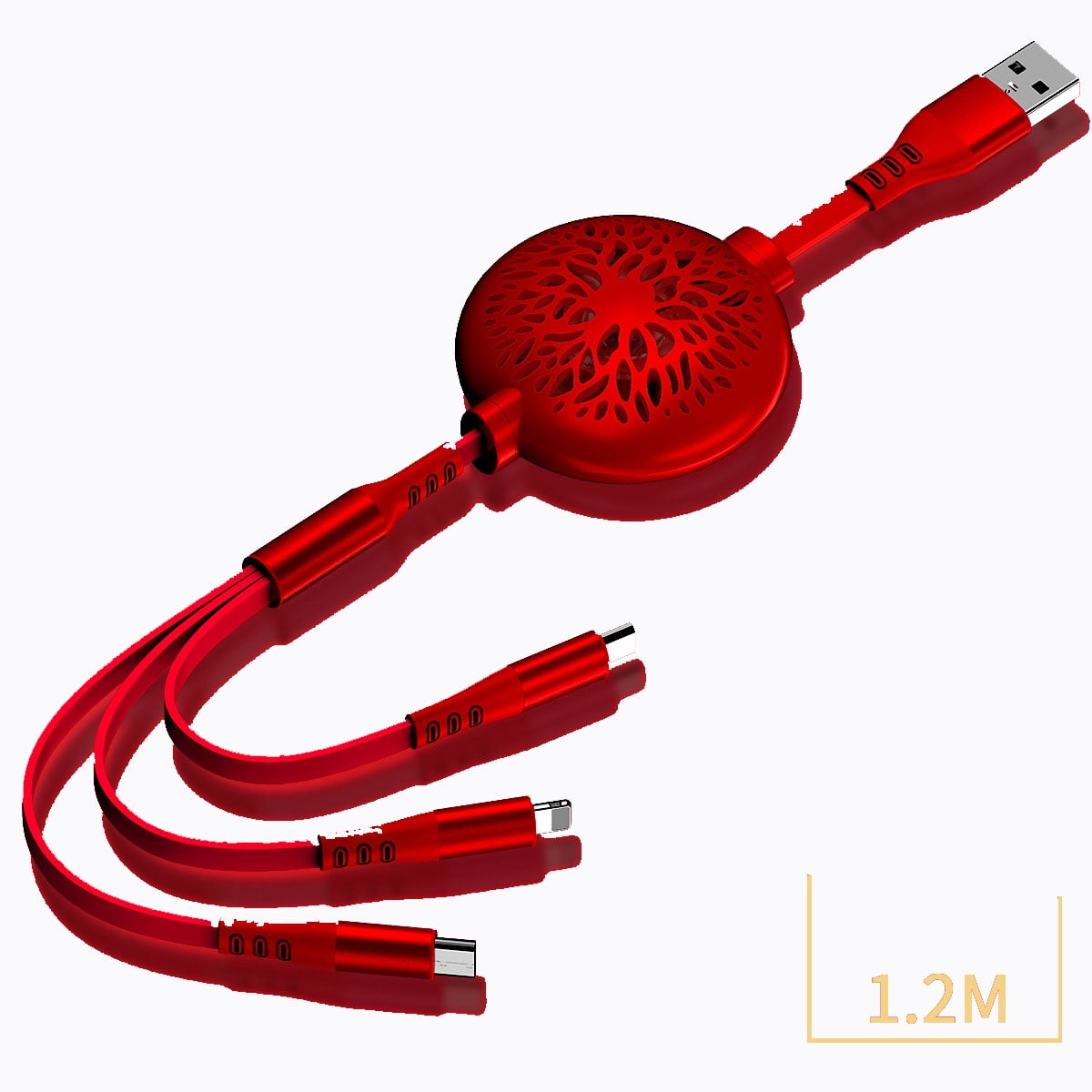 3in1 On The Soft glue Go Retractable Charging Cable, Support Fast