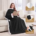 thumbnail image 3 of MEUDYT Wearable Heated Throw Blanket for Adult, Electric Heated Wrap Poncho Shawl with Pockets, 6 Heating Levels & 2 to 10 Hours Time Settings, 50.1" x 70.1", Black, 3 of 8